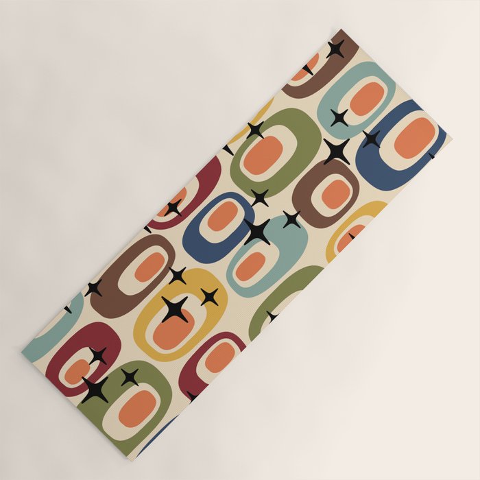 Retro Mid Century Modern Atomic Pattern Yoga Mat Gallery Image 1