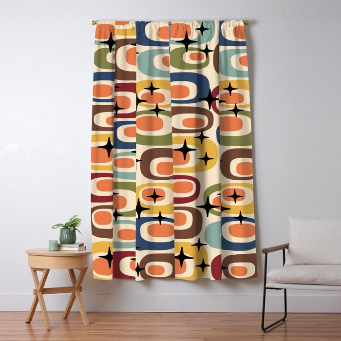 Retro Mid Century Modern Atomic Pattern Window Curtain Gallery Image 5