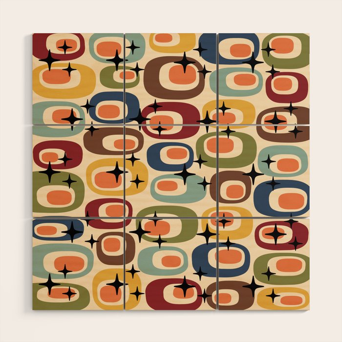 Retro Mid Century Modern Atomic Pattern Wood Wall Art Gallery Image 1