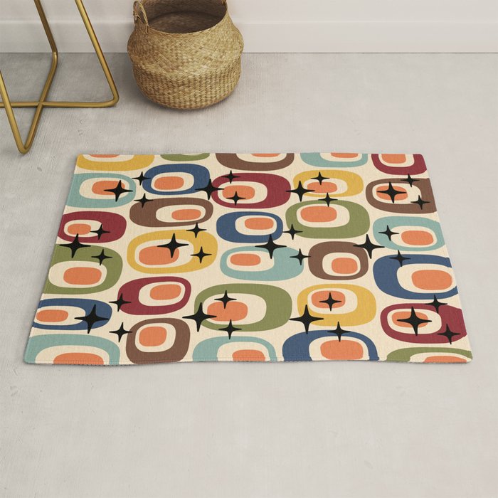 Retro Mid Century Modern Atomic Pattern Rug Gallery Image 1