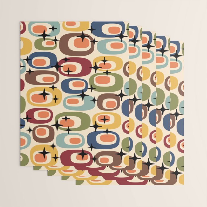 Retro Mid Century Modern Atomic Pattern Wrapping Paper Gallery Image 3