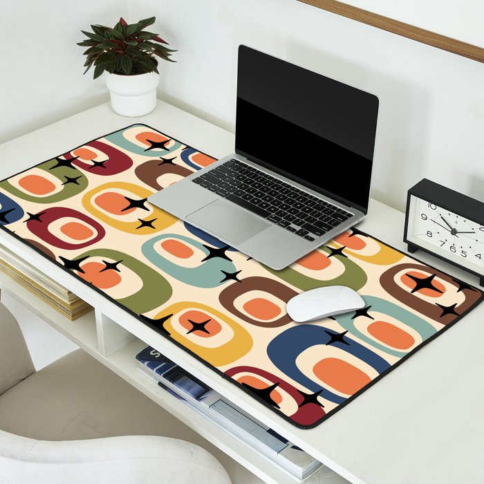 Retro Mid Century Modern Atomic Pattern Desk Mat Gallery Image 2