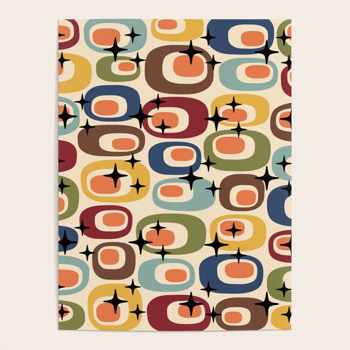 Retro Mid Century Modern Atomic Pattern Poster Gallery Image 4