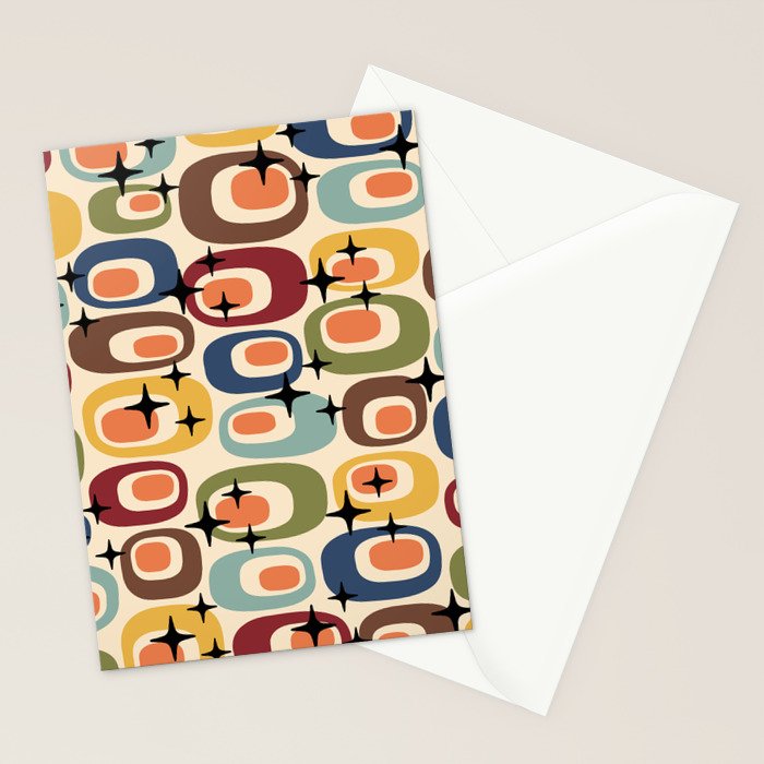 Retro Mid Century Modern Atomic Pattern Stationery Card Gallery Image 2