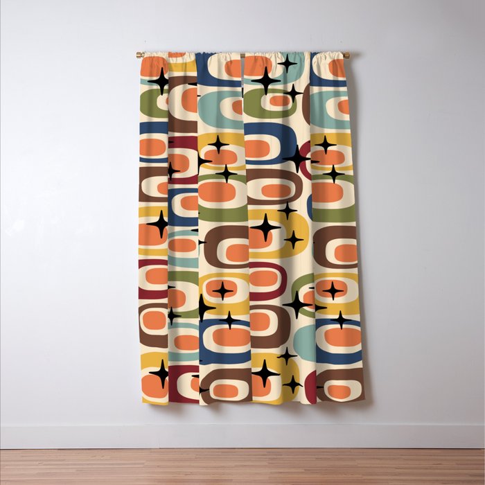 Retro Mid Century Modern Atomic Pattern Window Curtain Gallery Image 3