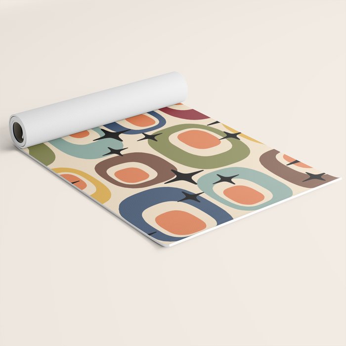 Retro Mid Century Modern Atomic Pattern Yoga Mat Gallery Image 2