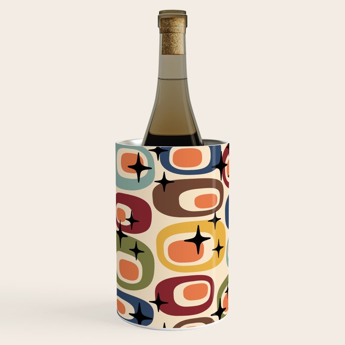 Retro Mid Century Modern Atomic Pattern Wine Chiller Gallery Image 2