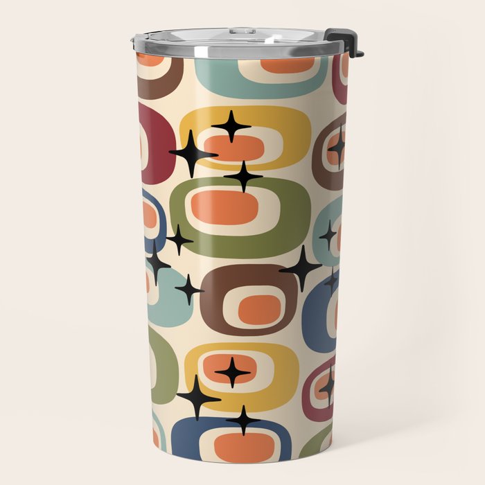 Retro Mid Century Modern Atomic Pattern Travel Mug Gallery Image 2