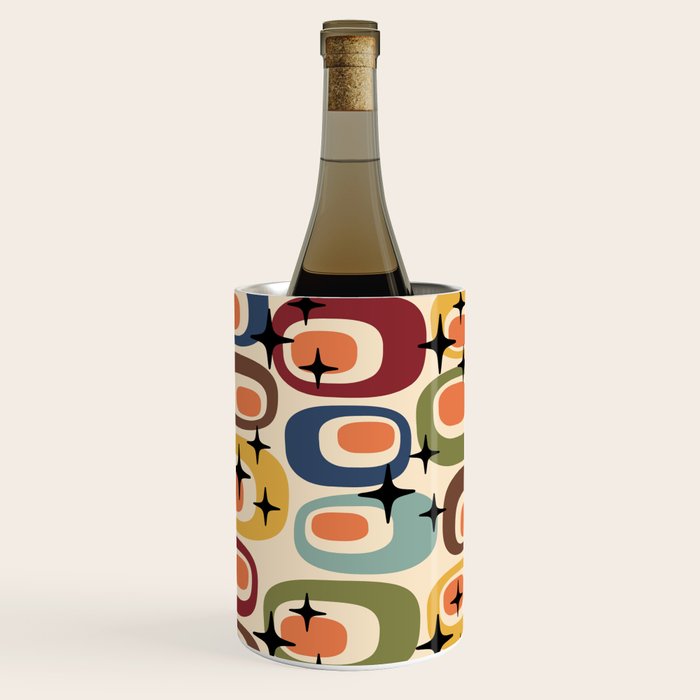 Retro Mid Century Modern Atomic Pattern Wine Chiller Gallery Image 1