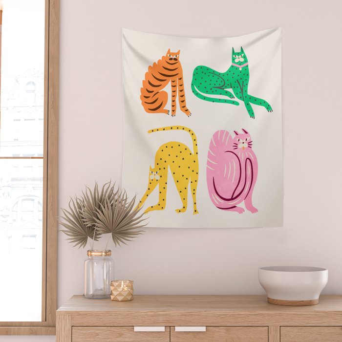 Pop Cats: Modern Collage Pop Art Wall Tapestry Gallery Image 2