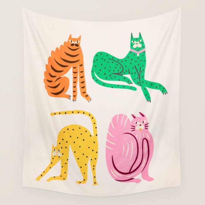 Pop Cats: Modern Collage Pop Art Wall Tapestry Gallery Image 4