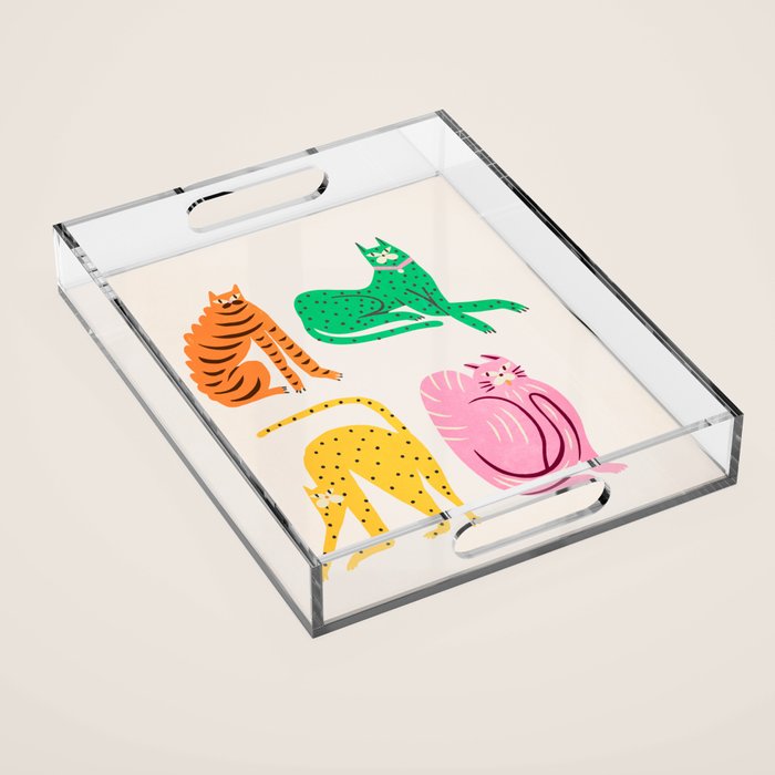 Pop Cats: Modern Collage Pop Art Acrylic Tray Gallery Image 1