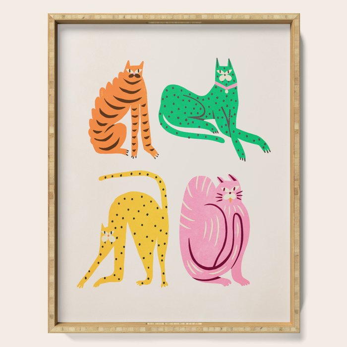 Pop Cats: Modern Collage Pop Art Serving Tray Gallery Image 1