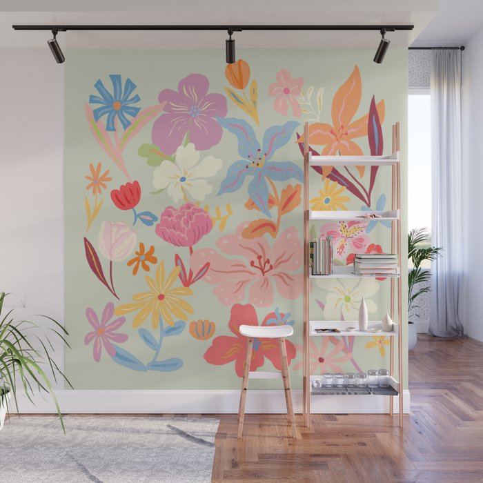 Modern Flowers Wall Mural Gallery Image 1