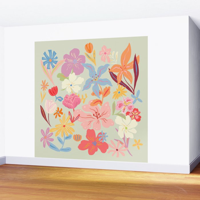 Modern Flowers Wall Mural Gallery Image 2