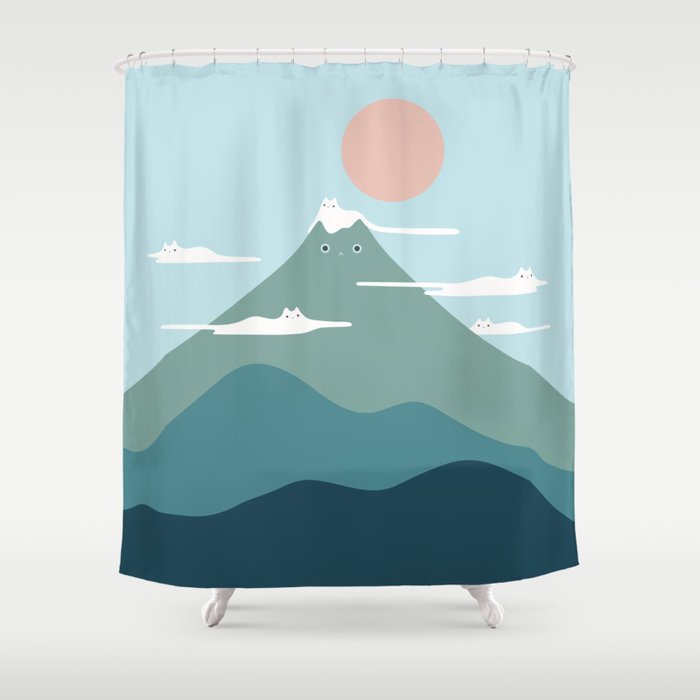 Cat Landscape 72B Shower Curtain Gallery Image 1