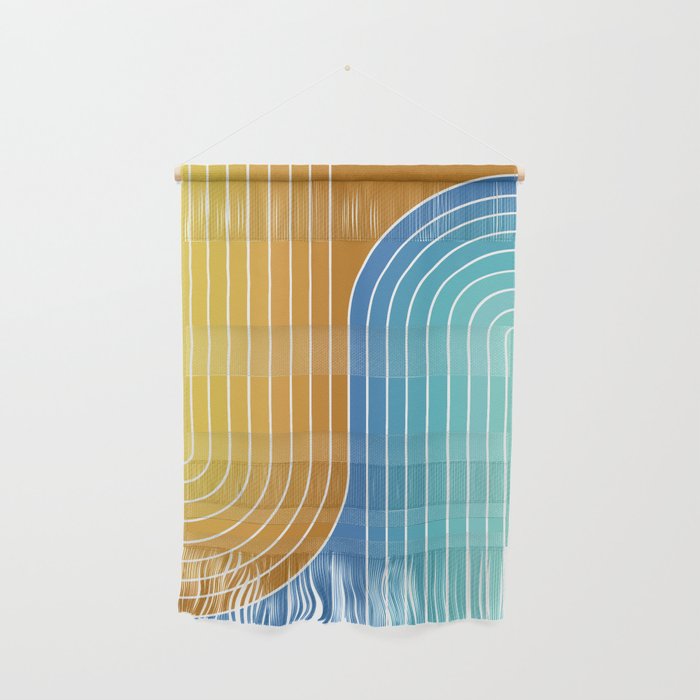 Gradient Curvature XII Beachy Blue and Orange Wall Hanging Gallery Image 1