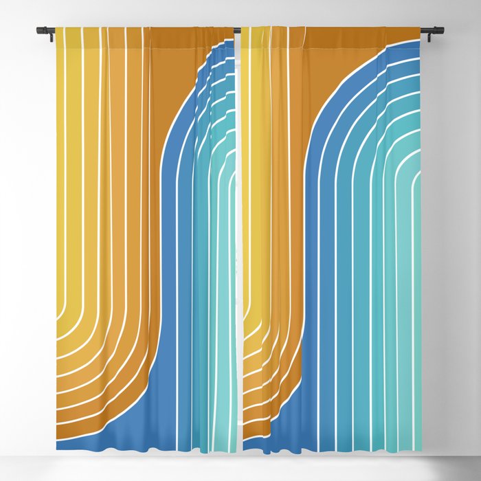 Gradient Curvature XII Beachy Blue and Orange Window Curtain Gallery Image 5