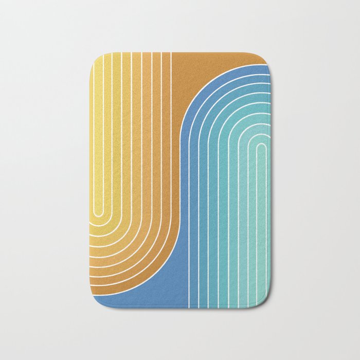 Gradient Curvature XII Beachy Blue and Orange Bath Mat Gallery Image 1