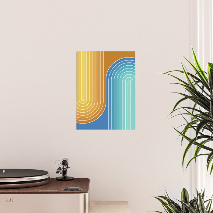 Gradient Curvature XII Beachy Blue and Orange Poster Gallery Image 2