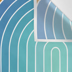 Gradient Curvature XII Beachy Blue and Orange Wall Tapestry Gallery Image 3