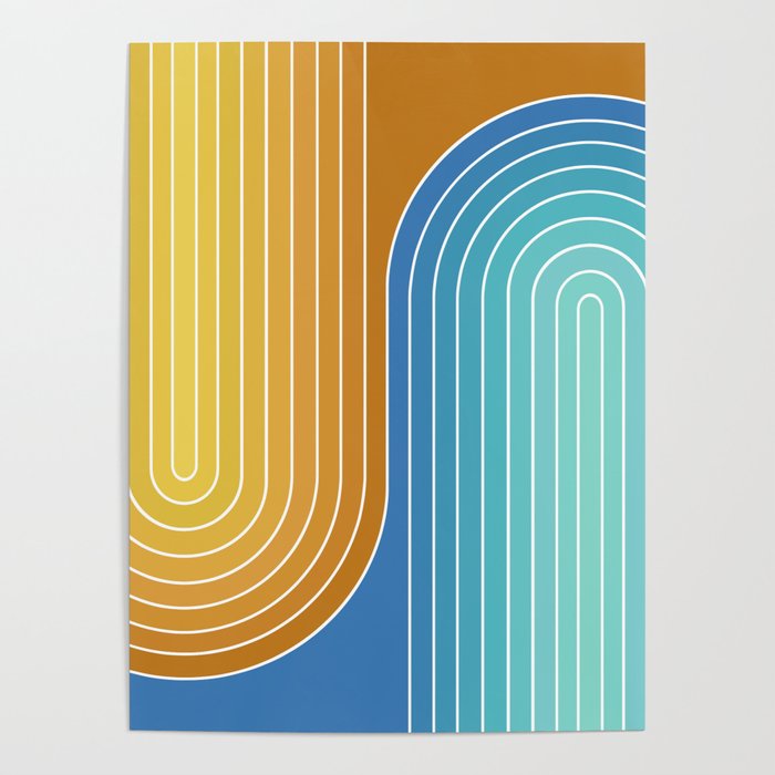 Gradient Curvature XII Beachy Blue and Orange Poster Gallery Image 1