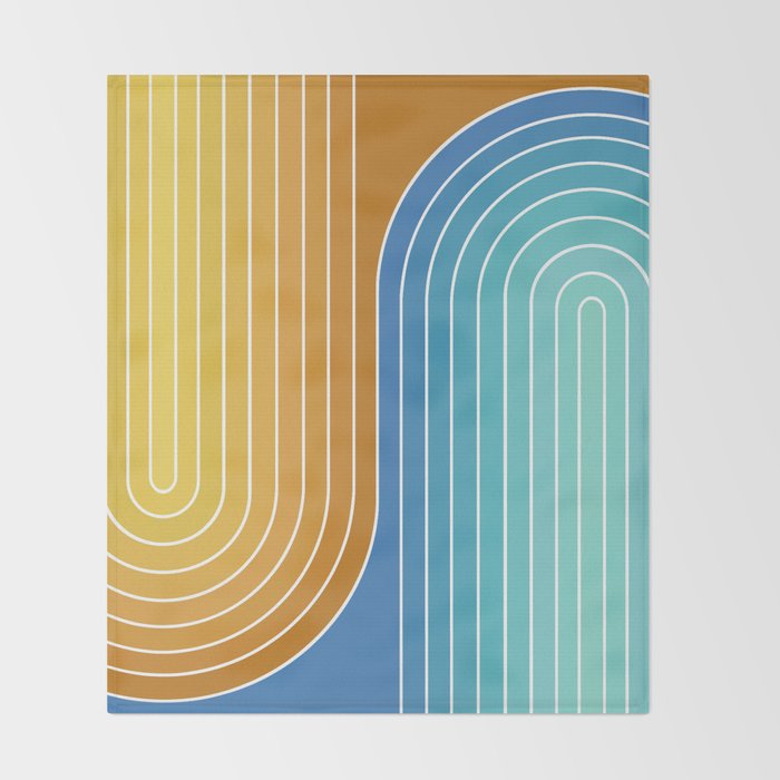 Gradient Curvature XII Beachy Blue and Orange Throw Blanket Gallery Image 2