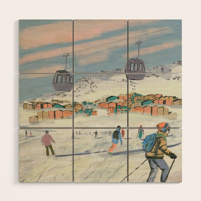 Winter Ski Trip.  Wood Wall Art Gallery Image 1