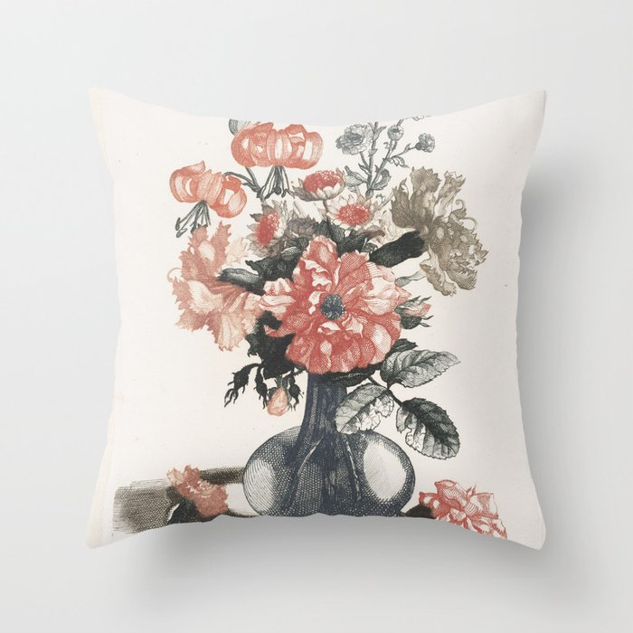 Five Prints of Flowers in Glass Vases, anonymous, after Jean Baptiste Monnoyer  1688   1698 Throw Pillow Gallery Image 6