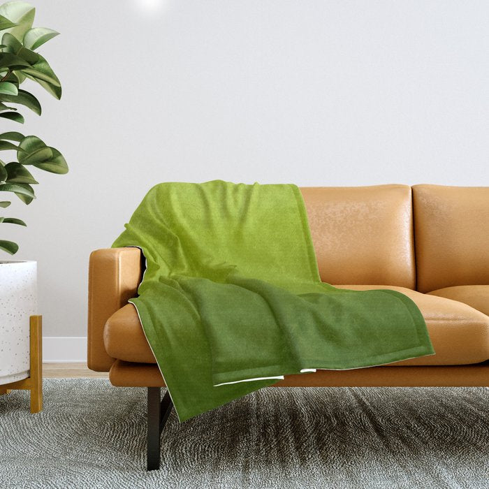 Fresh Green Ombre Abstract Watercolor Throw Blanket Gallery Image 1