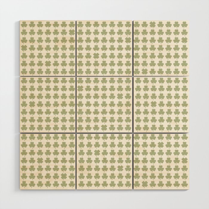 Clovers XXV Natural Green Botanical Pattern Wood Wall Art Gallery Image 1