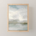 Break in the Weather II - Modern Abstract Painting, Light Teal, Sage Green Gray Cloudy Weather Ocean Mini Art Print Gallery Image 1