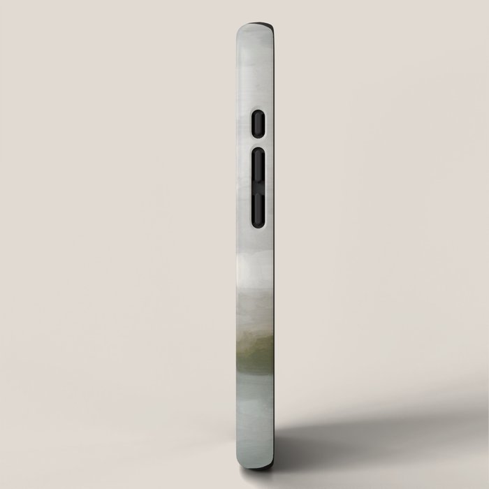 Break in the Weather II - Modern Abstract Painting, Light Teal, Sage Green Gray Cloudy Weather Ocean iPhone Case Gallery Image 2