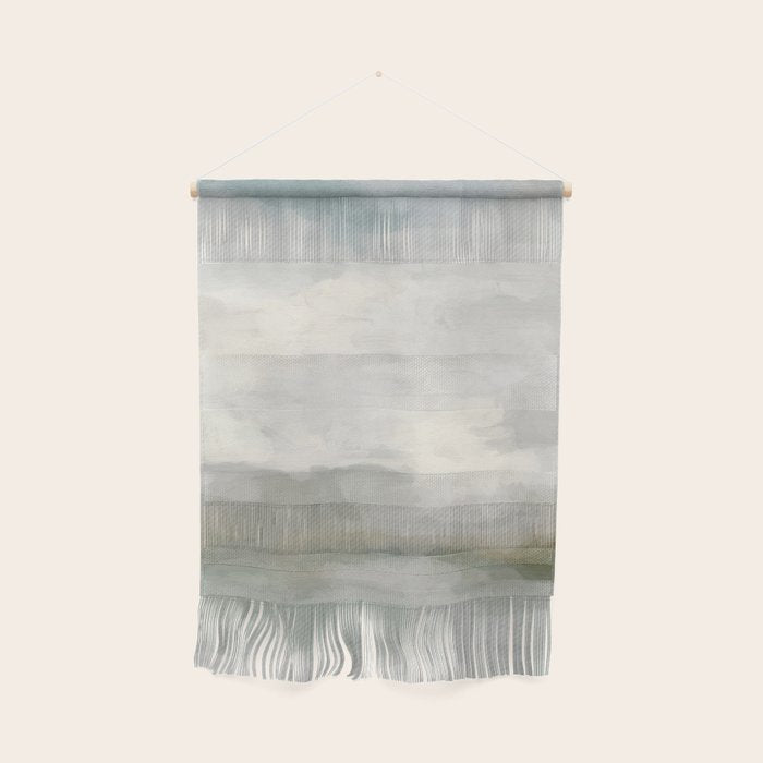 Break in the Weather II - Modern Abstract Painting, Light Teal, Sage Green Gray Cloudy Weather Ocean Wall Hanging Gallery Image 1