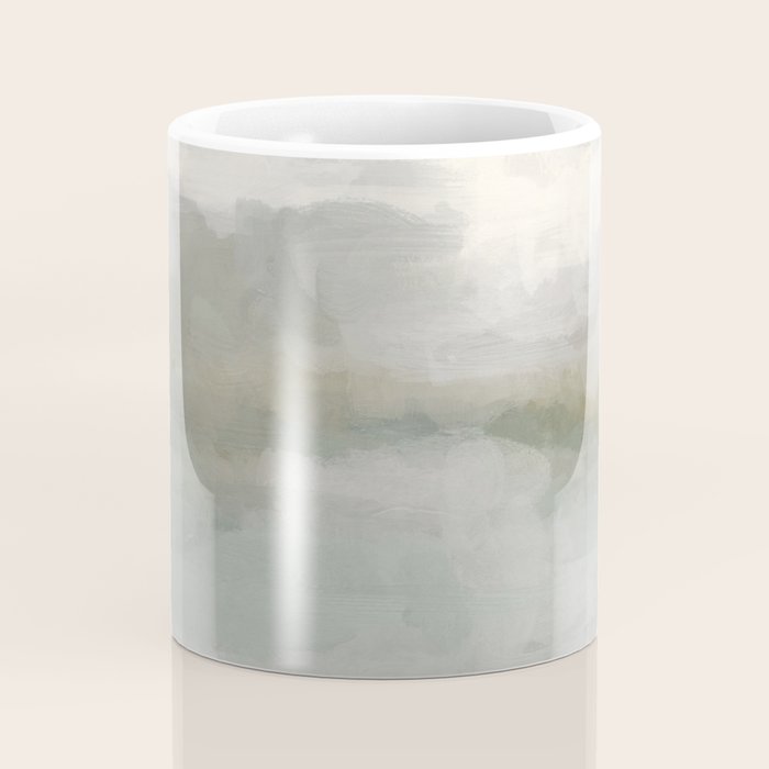 Break in the Weather II - Modern Abstract Painting, Light Teal, Sage Green Gray Cloudy Weather Ocean Coffee Mug Gallery Image 4