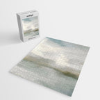 Break in the Weather II - Modern Abstract Painting, Light Teal, Sage Green Gray Cloudy Weather Ocean Jigsaw Puzzle Gallery Image 2