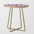 Feline Christmas vibes // pastel pink background green fuchsia pink white and black kittens Side Table Gallery Image 1