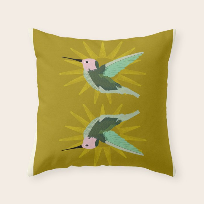 Hummingbird aka Sun God Throw Pillow Gallery Image 1