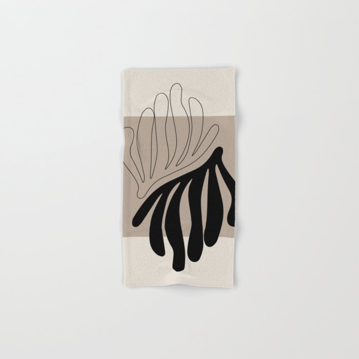 Matisse line leaf poster, abstract modern art, framed matisse print, eclectic plant wall decor Bath Towel Gallery Image 1