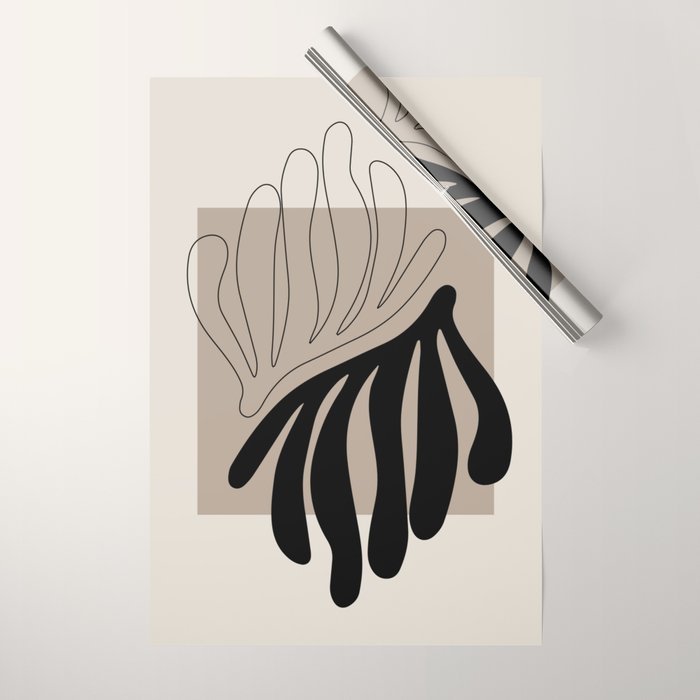 Matisse line leaf poster, abstract modern art, framed matisse print, eclectic plant wall decor Wrapping Paper Gallery Image 1