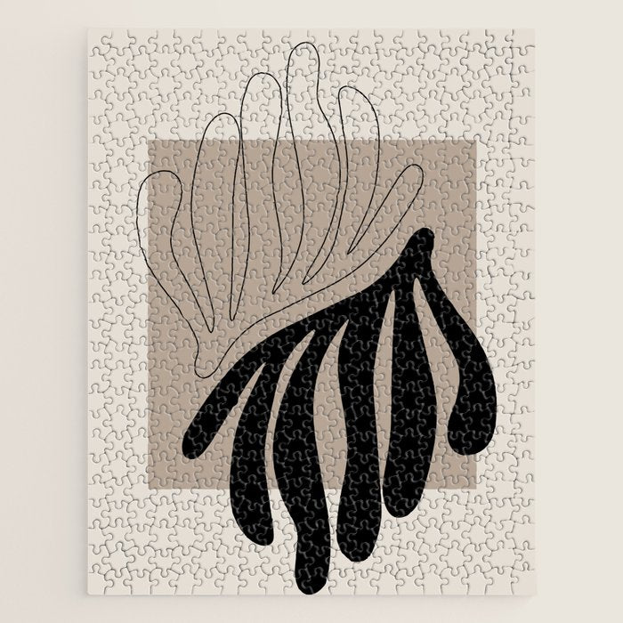 Matisse line leaf poster, abstract modern art, framed matisse print, eclectic plant wall decor Jigsaw Puzzle Gallery Image 1
