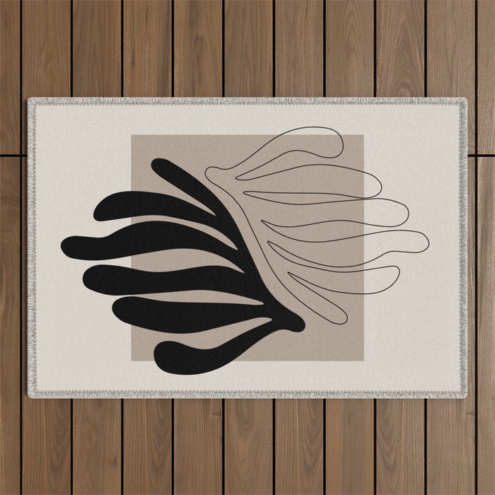 Matisse line leaf poster, abstract modern art, framed matisse print, eclectic plant wall decor Outdoor Rug Gallery Image 1