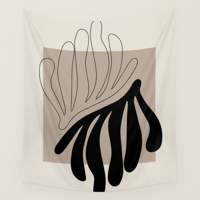 Matisse line leaf poster, abstract modern art, framed matisse print, eclectic plant wall decor Wall Tapestry Gallery Image 1