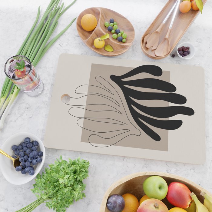 Matisse line leaf poster, abstract modern art, framed matisse print, eclectic plant wall decor Cutting Board Gallery Image 2
