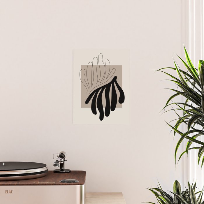 Matisse line leaf poster, abstract modern art, framed matisse print, eclectic plant wall decor Poster Gallery Image 2
