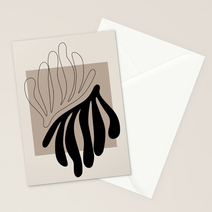 Matisse line leaf poster, abstract modern art, framed matisse print, eclectic plant wall decor Stationery Card Gallery Image 2
