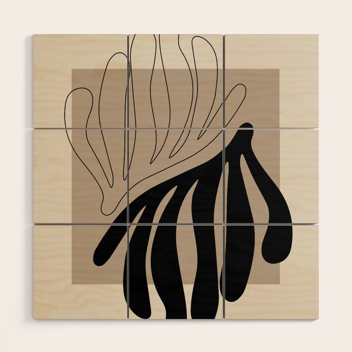 Matisse line leaf poster, abstract modern art, framed matisse print, eclectic plant wall decor Wood Wall Art Gallery Image 1