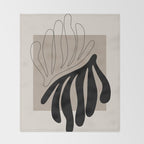 Matisse line leaf poster, abstract modern art, framed matisse print, eclectic plant wall decor Throw Blanket Gallery Image 2