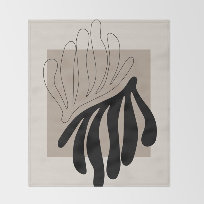Matisse line leaf poster, abstract modern art, framed matisse print, eclectic plant wall decor Throw Blanket Gallery Image 2