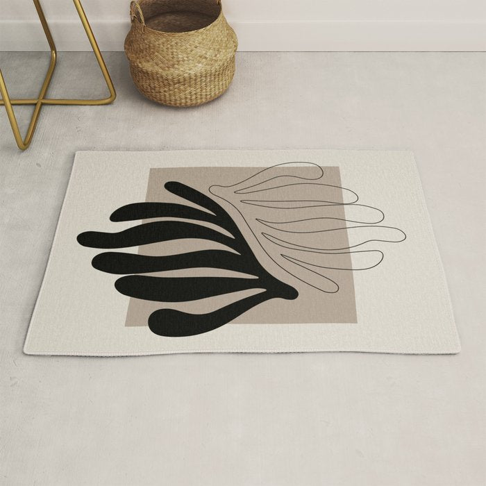 Matisse line leaf poster, abstract modern art, framed matisse print, eclectic plant wall decor Rug Gallery Image 1